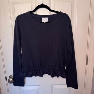 Navy Blue Sundays Sweatshirt with Ruffle Bottom